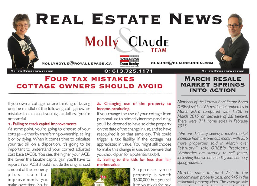 Real Estate Newsletter <br>April 2016