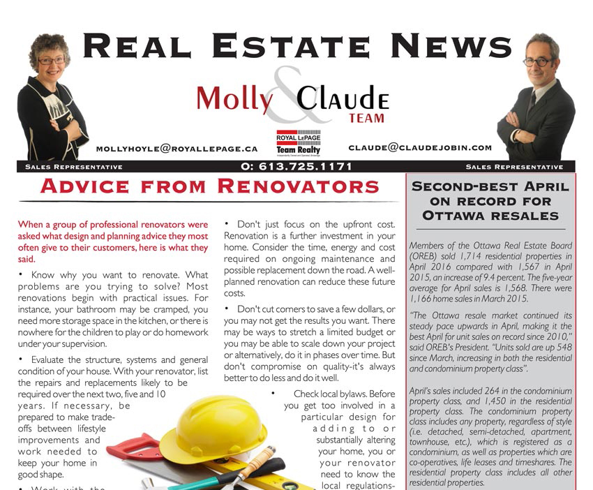 Real Estate Newsletter <br>May 2016