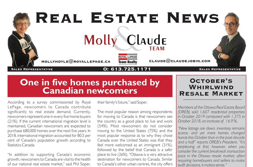 Ottawa Real Estate Newsletter – November 2019