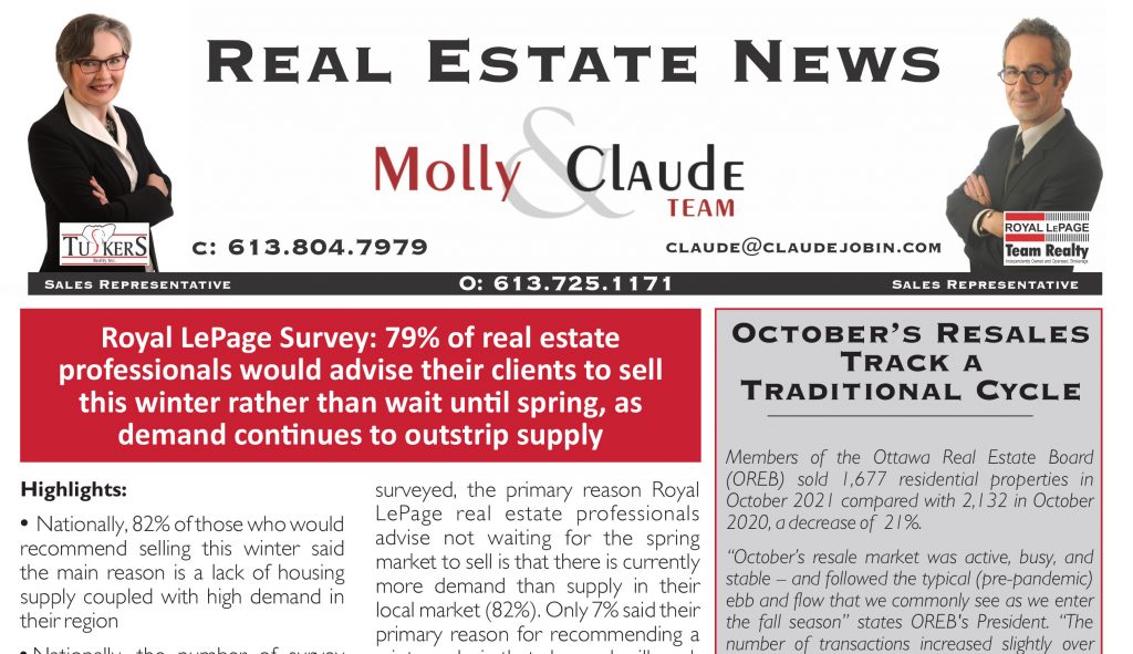 Ottawa Real Estate Newsletter – November 2021