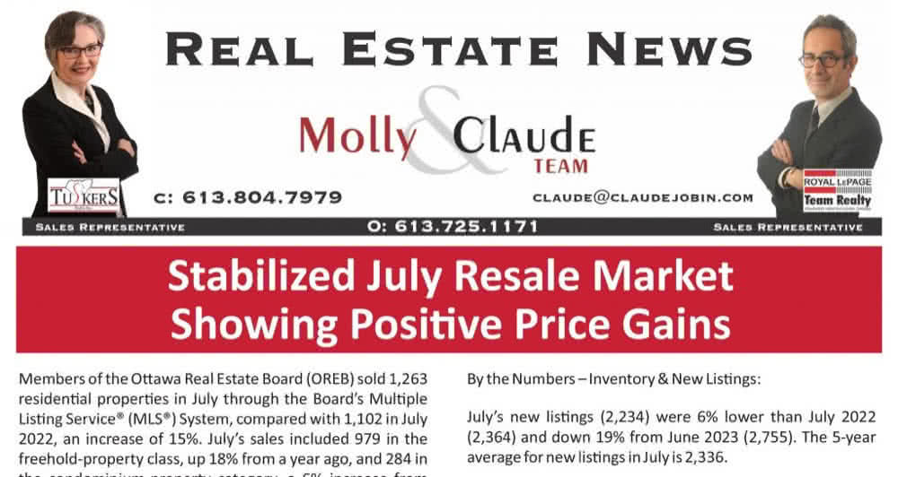 Ottawa Real Estate Newsletter – August 2023
